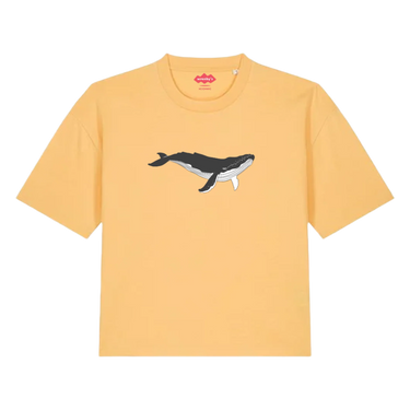 blue whale organic cotton boxy t-shirt yellow
