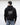 Person wearing a black hoodie with 'GRIM BOY' text on the back against a white background