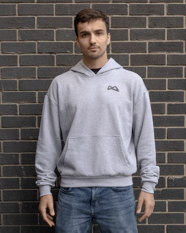 grimboy heather script hoodie front