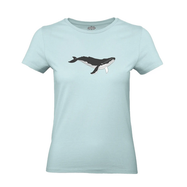 Blue Whale Crew Neck Mint Cotton T-Shirt