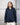 women's navy linen shirt worn by a model