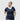 Model (5'8") wearing size L navy V-neck organic cotton t-shirt.