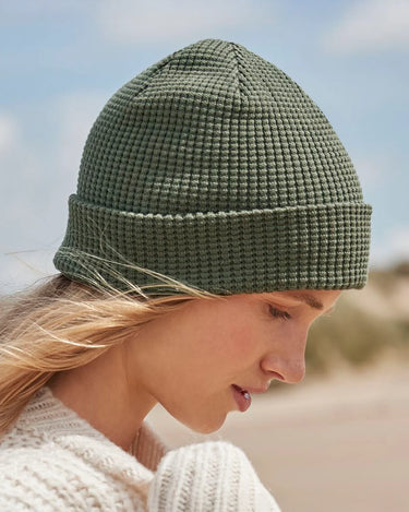sage organic cotton waffle beanie
