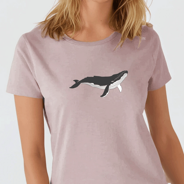 blue whale crew neck pink t-shirt detail