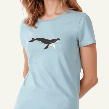 blue whale mint crew neck cotton t-shirt detail