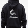 grimboy lettermark hoodie black back view detail