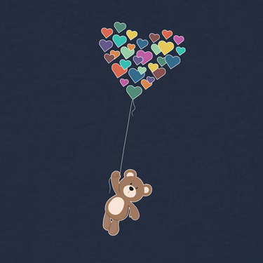 Bear with Hearts Balloon Organic Cotton Boxy T-Shirt