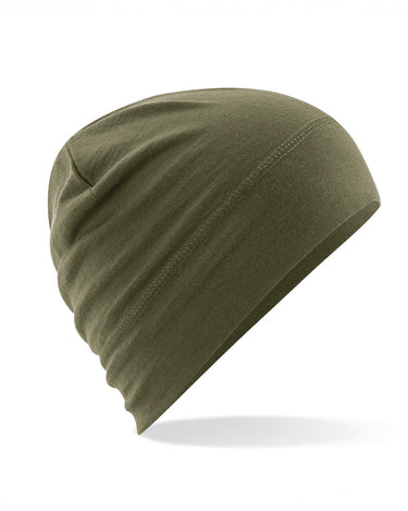 khaki green merino beanie