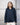 women's navy linen shirt worn by a model