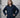 women's navy linen shirt worn by a model
