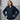 women's navy linen shirt worn by a model