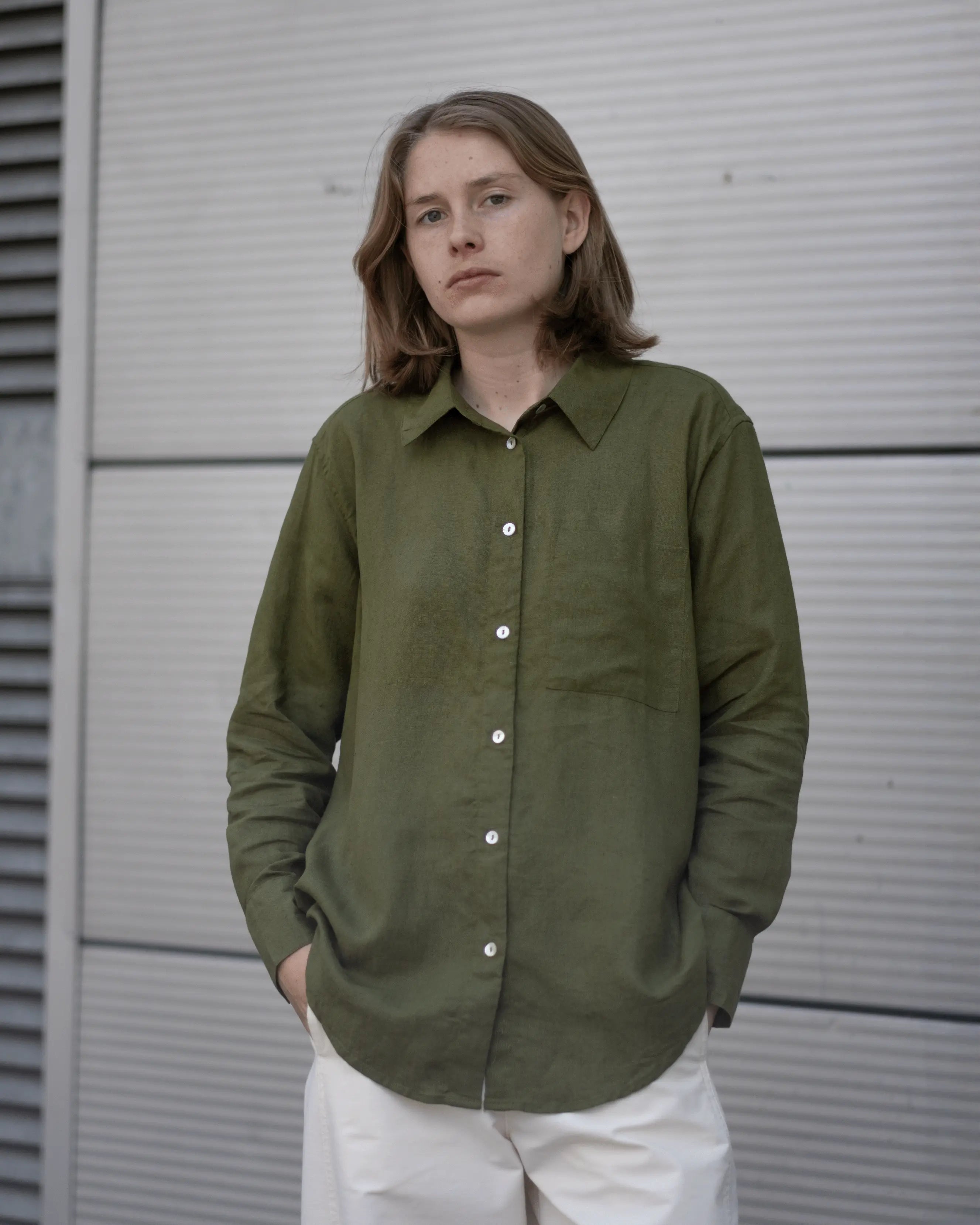 Olive Green Linen Shirt for Women Relaxed Summer Style 10 Olive Green Linen Shirt for Women Relaxed Summer Style 10