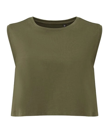 olive sleeveless top on a white background
