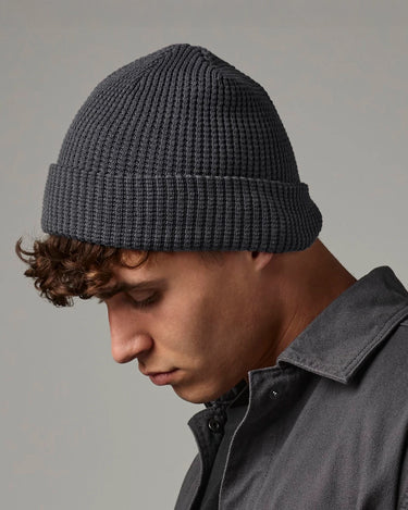 graphite organic cotton waffle beanie