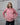 women's coral linen shirt worn by a model