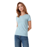 Model (5'7") wearing size M, vintage crew neck mint t-shirt