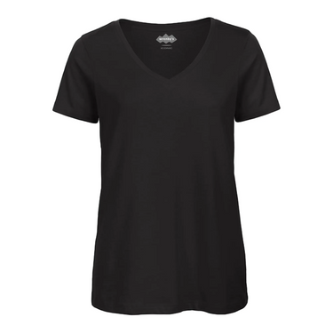 women's black V-neck organic cotton t-shirt